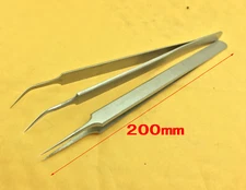2PCS IC SMD needle nose Point Pointed Tip Curved Tweezers Eyebrows Tweezer bnib