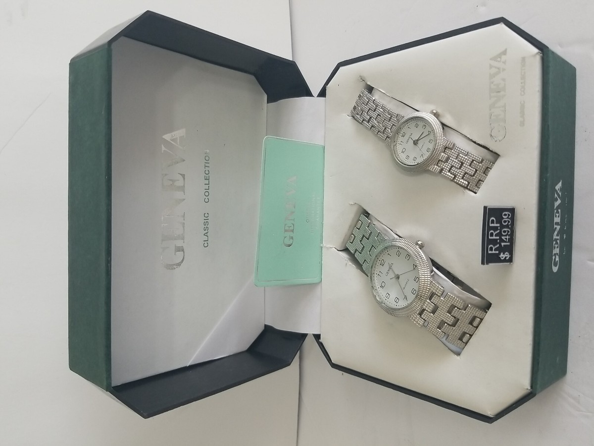 GENEVA his and Hers New watches Vintage His and Hers Watch Set Geneva Quartz Silver Men main image 4