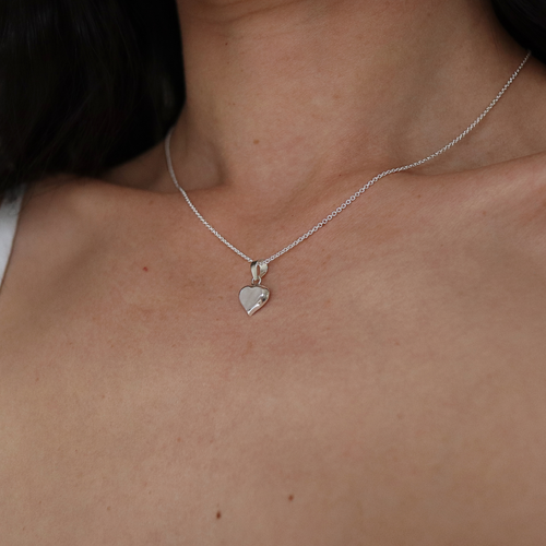 Mini Pearl Heart Necklace 925 Silver Heart Necklace Pearl Heart Pendant MOP - Picture 4 of 7