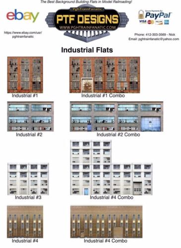 HO Scale Industrie #4 Gebäude flach/vorne 3D Hintergrund mit LED, Fabrik - Bild 7 von 7