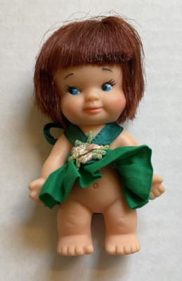 Vintage PeeWees Mini Doll Green Dress Uneeda UD CO 1965 Hong Kong