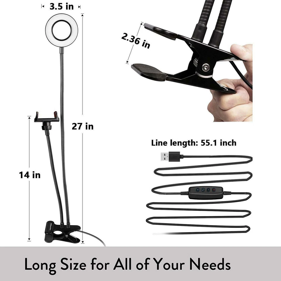 LED Selfie Ring Light with Cell Phone Holder Stand for Live Stream and Makeup - Image 2 of 4