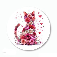 Roses Cat Valentine's Day Scrapbook Stickers Envelope Seals Floral Party Favors