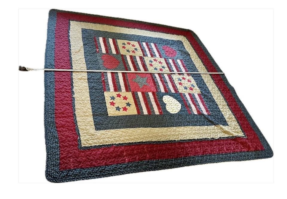 PEM AMERICA Bandera Americana Patriota Reina Completa Edredón Retazos y 1 Juego de Falsa Foto 3 de 4