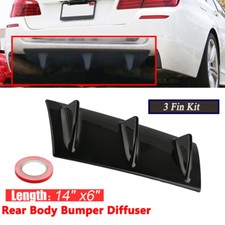 Car ABS Spoiler Rear Shark Fin Style Curved Bumper Lip Diffuser 3 Fin SUV 14"x6"