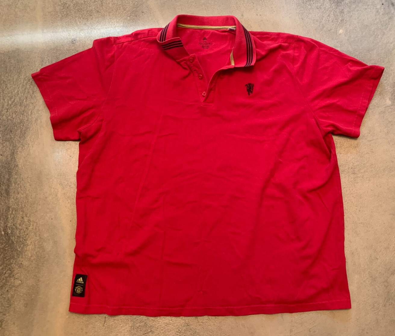ADIDAS UK MANCHESTER UNITED Mens 2XL Red Jersey Polo Shirt Premier League FC