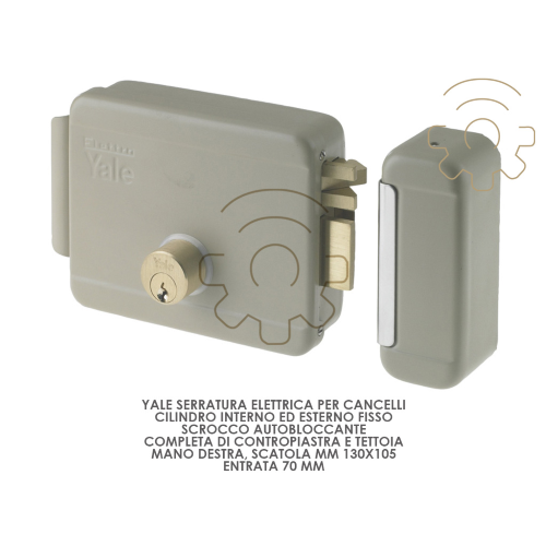 Yale serratura elettrica per cancelli mano dx scatola mm 130 x 105 entrata 70 mm