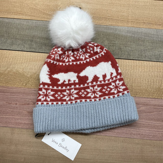 NEW! Vera Bradley Soft Cozy Hat BEARY MERRY RED LIMITED Winter Snowflakes Grey NEW! Vera Bradley Soft Cozy Hat BEARY MERRY RED LIMITED Winter Snowflakes Grey