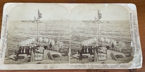 Spanish American War Stereoview 1899 USS IOWA & OREGON Battleship Navy