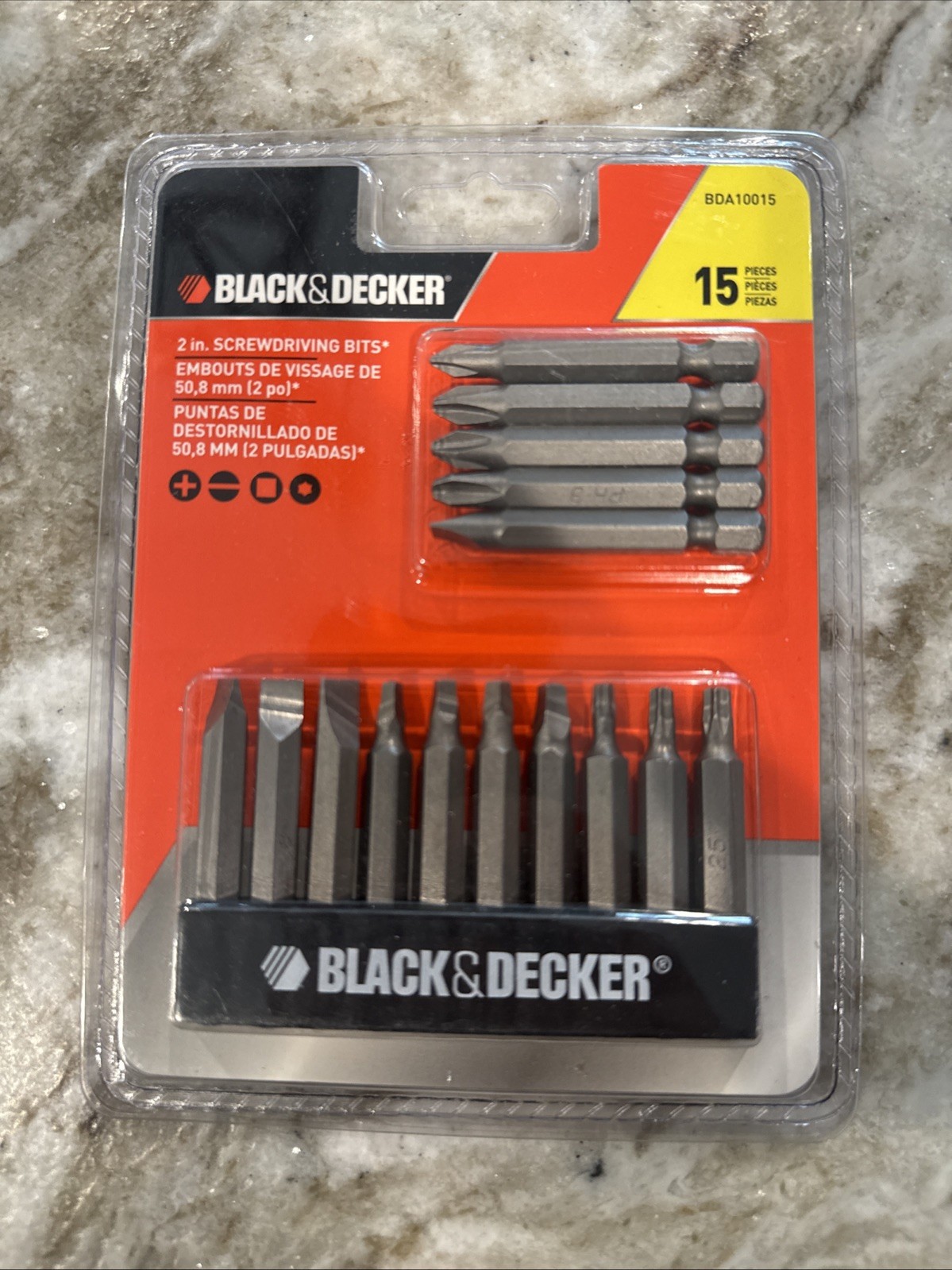 Black & Decker BDA10015 15-Piece Screwdriver Bit Set 2" Bits New Sealed