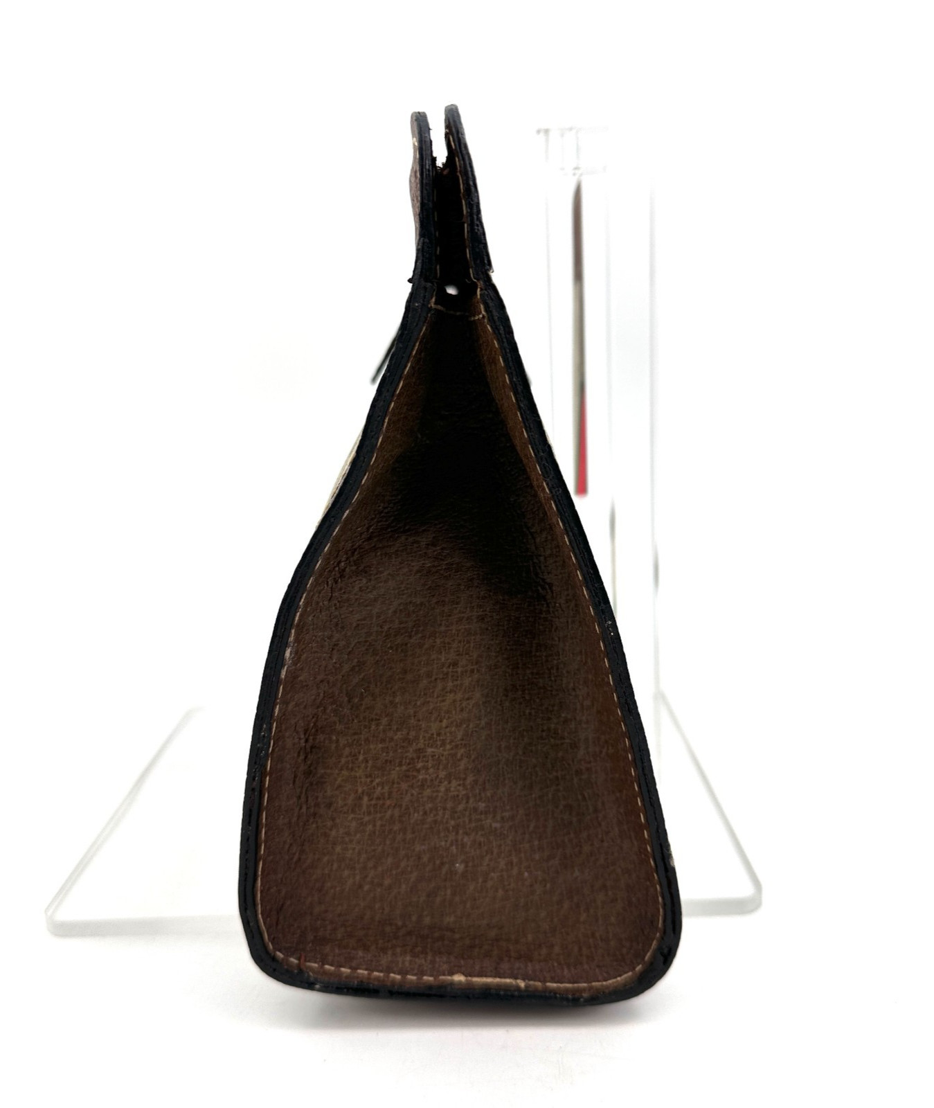 Vintage GUCCI Clutch Bag Sherry Line GG PVC Leather Brown Purse Authentic thumbnail 6