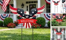 4th of July Decorations Outdoor,37" Americana Eagle Sculpted Eagle Stakes-c