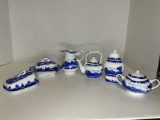 Vintage 11 Piece Blue And White Miniature Tea/ Dish Set