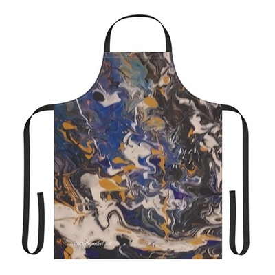 #ad #ad quot;Easy Livin#x27;quot; Abstract Blue amp; Gold Marble Apron — Design by Mikel $38.39