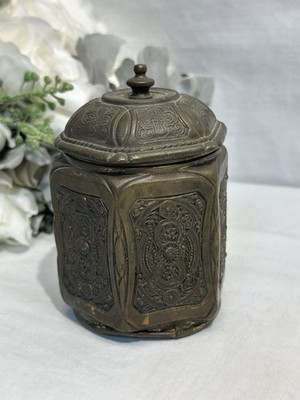 Uncommon Antique Jennings Brothers Spice Or Tobacco Container #2457 Hinged 5  T