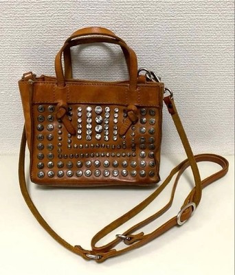 Campomaggi Leather Shoulder Bag Studded Crossbody Brown Japan
