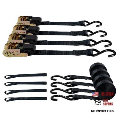 4-Pack Ratchet Straps, 15 Feet -1800 lb Break Strength Heavy Duty Ratchet