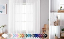 Sheer Curtains 90 Inches Long, Light Filtering 42"W x 90"L Pack of 2 White