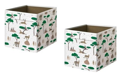 SET of 2 Ikea SANDLOPARE Box, cheetah Box Storage Kids 13x15x13'' New