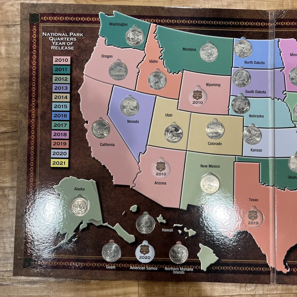 2010-2021 National Park Quarters Collectors Map -Partially Complete ABC - Image 2 of 4