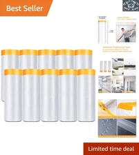 10 Rolls Pre-Taped Masking Film - Strong Adhesive for Easy Surface Protection