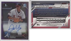 2016 Bowman Chrome Prospect Auto Purple Refractor /250 Juan Yepez #CPA-JY Auto