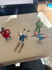 Vintage Barclay Manoil (4) Ice Skaters/Skier Lead Figures Made in USA