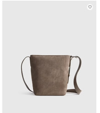 NWT QUINCE ITALIAN SUEDE LEATHER BUCKET BAG CROSSBODY HANDBAG IN PEBBLE