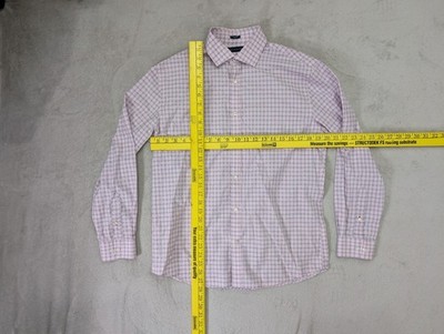 Tommy Hilfiger Men s Pink Plaid Button Down Shirt Slim Fit Size L