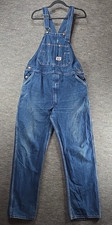 Round House Bib Overalls Mens 38x32 Blue Canvas Workwear Heavy Duty Cotton