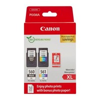 Canon Druckerpatronen PG-560XL CL-561XL Fotopapier 50 Blatt Hochglanz 10X15Cm