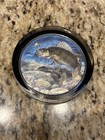 Vintage Bass Paperweight 3.5 x 3/4 Under Glass VGC Includes Fish Statue — photo 1