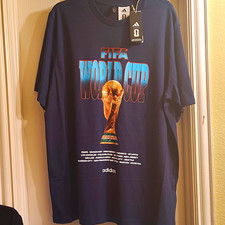adidas FIFA World Cup M WC Tour Tee 2 Graphic Print Tee Blue Mens L