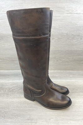 Frye Melissa Trapunto Tall Women's Boots Brown Leather Boots 7 Pull On Riding