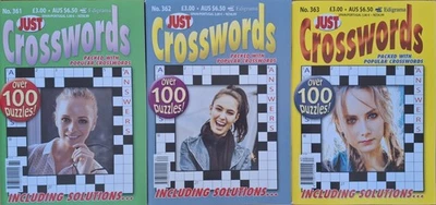 3 x Just Crosswords Puzzle Books (Issues 361 - 363) over 300 puzzles