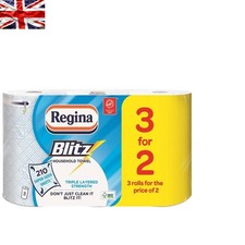 Luxury Blitz Kitchen Paper Towels, 3-Ply Lint Free Rolls - 210 Heavy-Duty Sheets