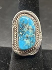 Vintage Handmade Native American Navajo Sterling Silver Turquoise Ring Sz 7