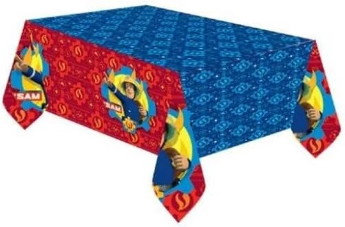amscan Anime Nappe-Plastique Sam Le Pompier, 9902178, 120 x 180 cm, Rouge - Photo 2/4
