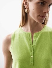 M&S - Autograph Womens Green Cashmere Knitted Crew Sleeveless Vest Top