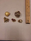Vintage Brooch Lot Fish Zebra Frog Elephant Abstract Gold Tone Costume Jewelry