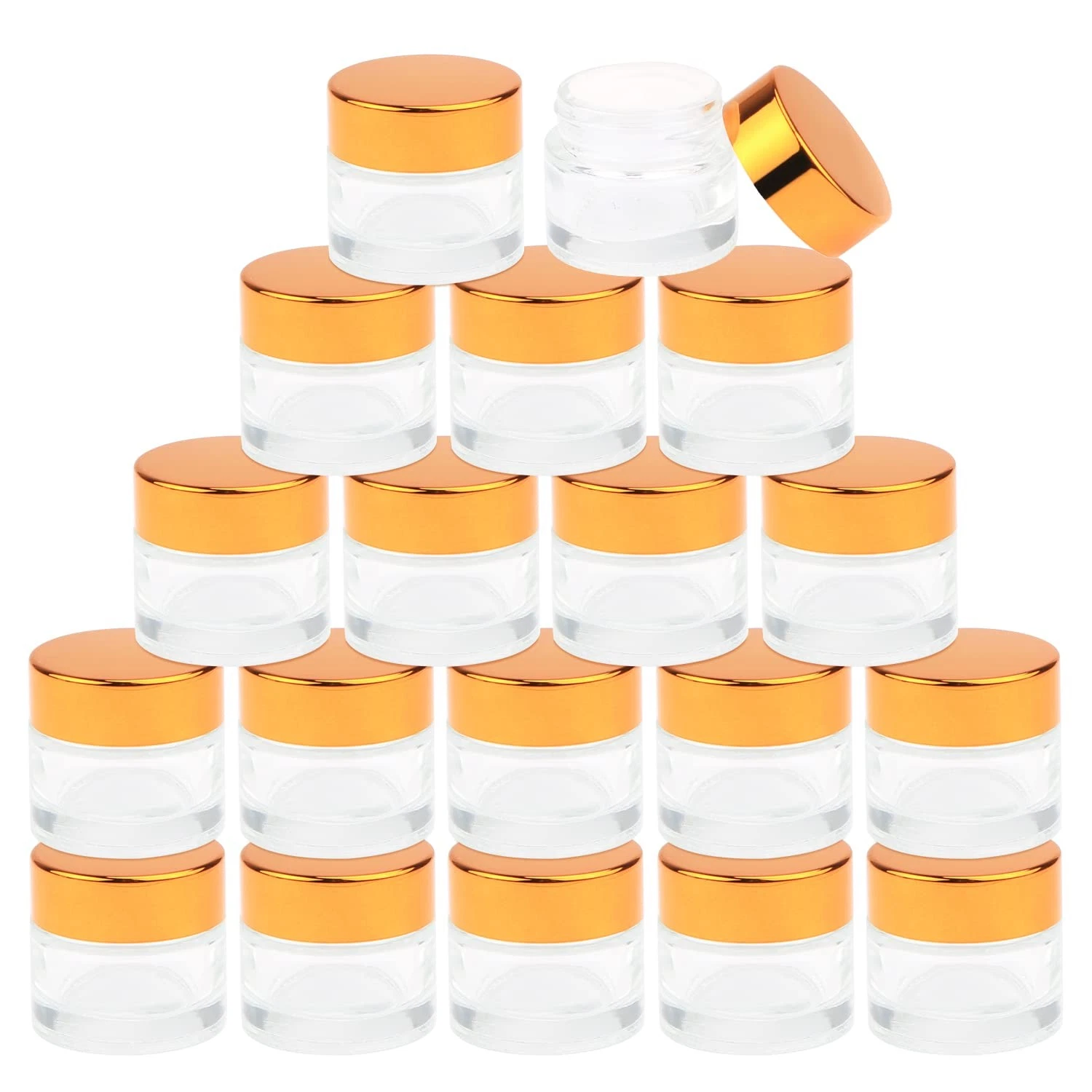 10 Gram Glass Cosmetic Containers 19 Packs Round Sample Jars Cosmetic Cream B...