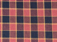 1 Yd Dark Red Orange Black Homespun Plaid Check Cotton Fabric Sold by Yard BTY