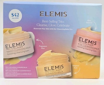 New Elemis Best-Selling Trio Cleanse Glow Celebrate 3 Piece Set 0.7 fl oz Each 
