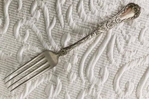 Antique Sterling GORHAM MARGUERITE 1901 Luncheon Fork Mono FLORAL EDWARDIAN