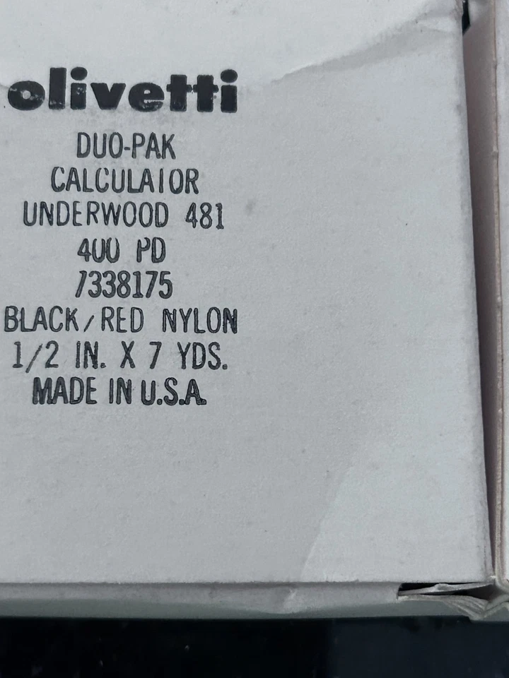 Lote de 2 Cintas Olivetti Duo-Pak Negro Rojo Nylon 73388175 Underwood 481 400PD Foto 2 de 3