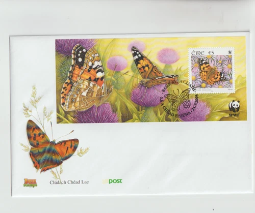 Ireland 2005  Fauna and Flora Butterflies €5 M/S FDC per scan . flap closed