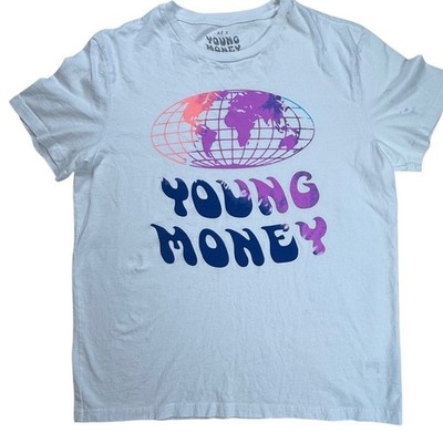 American Eagle Young Money Graphic T-Shirt Mens XL Blue Globe Logo AE X YM Tee