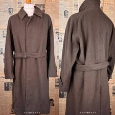 Wool Brown Men's Overcoat with Belt Formal Casual Outdoor Winter Warm Long Coat