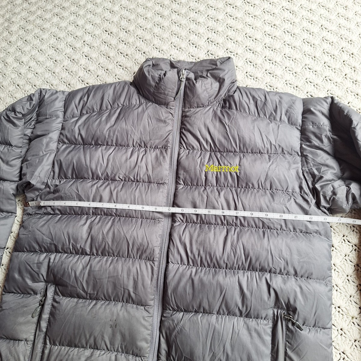Marmot 800 Fill Down Insulated Full Zip Jacket Gray Puffer Hiking