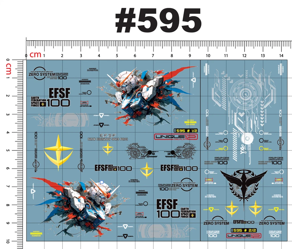 Anime Gundam Water Slide Decal White Toner 1-25 - 1-28 -1-32 RC Model Dicast#595 - Image 2 of 4